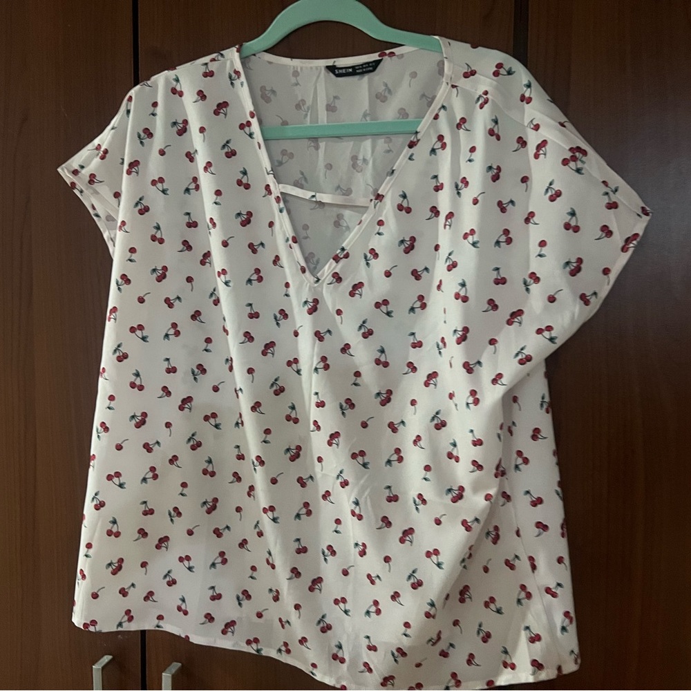 NWOT All Over Cherry Print Top (X-LARGE)